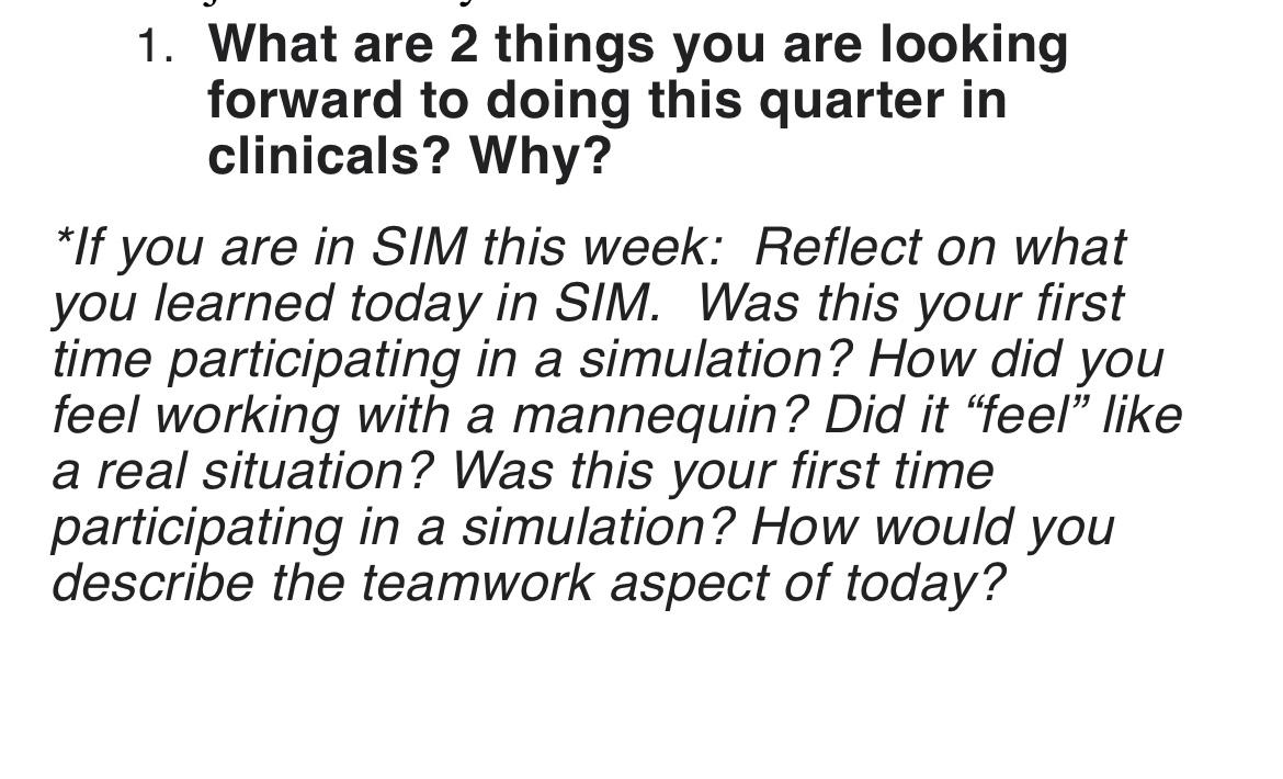  What are 2 things you are looking forward to doing this