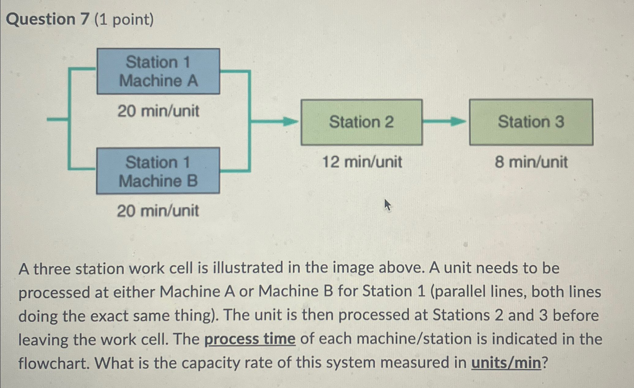  Question 7(1 point) A three station work cell is illustrated in