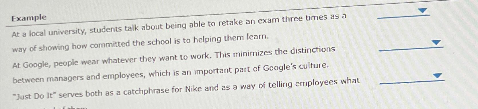  Example At a local university, students talk about being able to