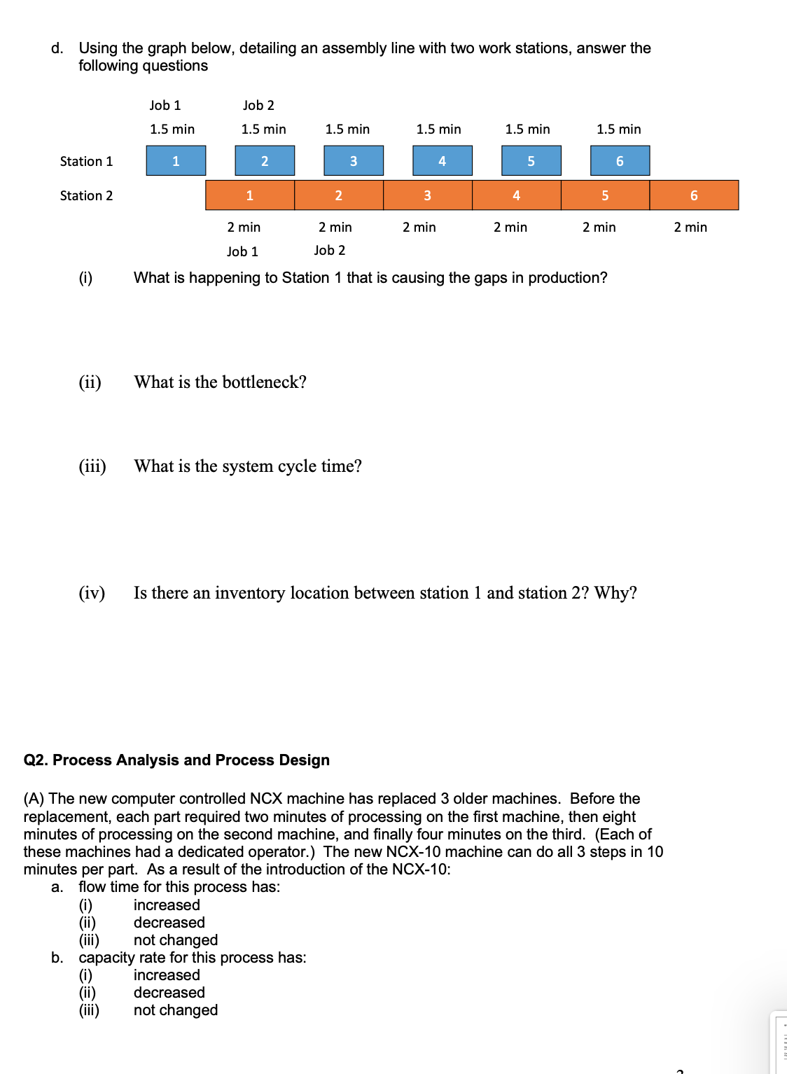  d. Using the graph below, detailing an assembly line with two