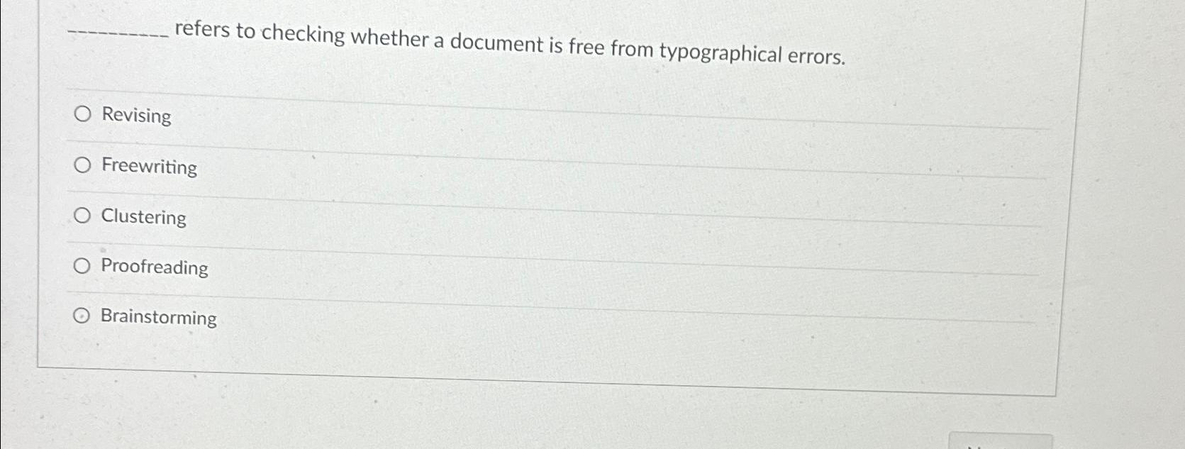  refers to checking whether a document is free from typographical errors.