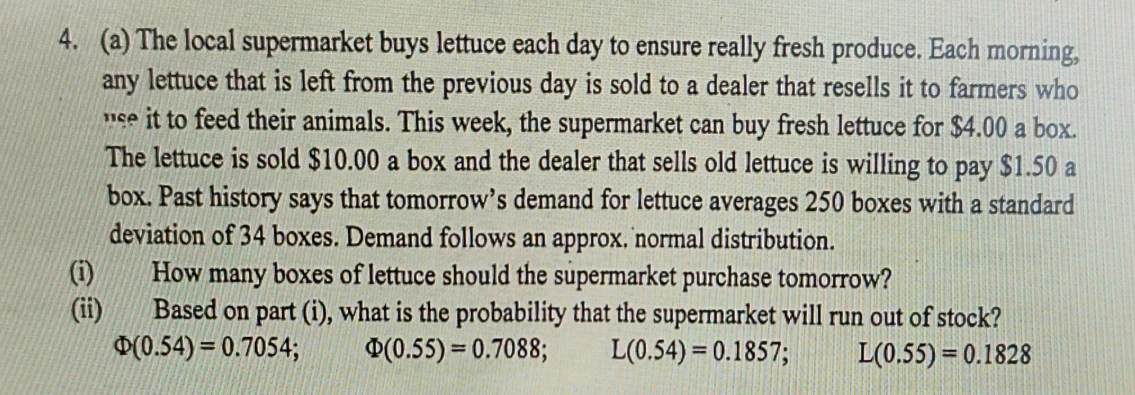  Please refer the image below: (a) The local supermarket buys lettuce