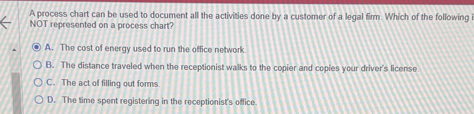  A process chart can be used to document all the activities
