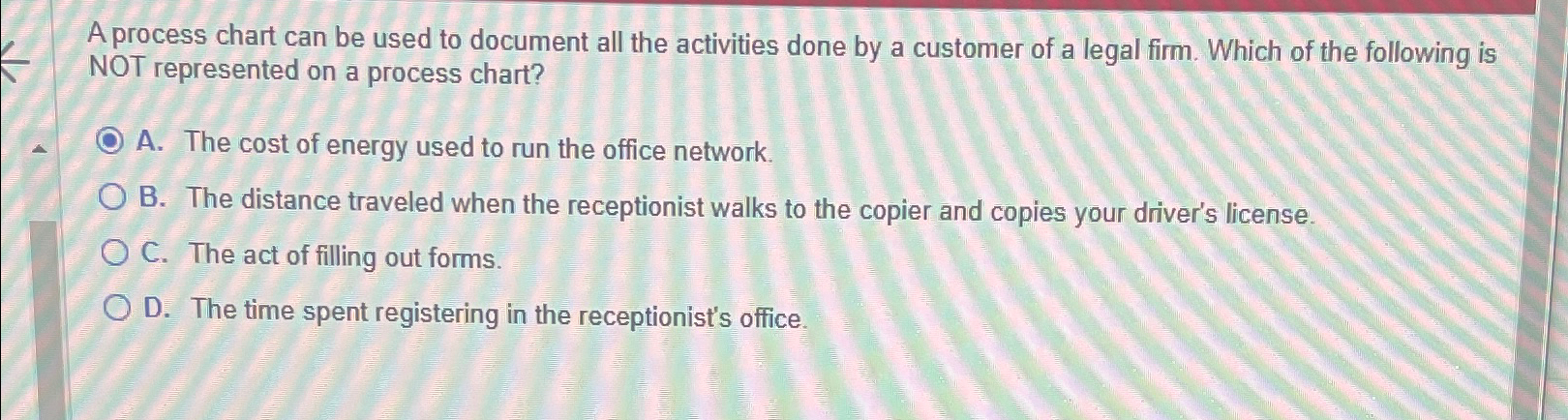  A process chart can be used to document all the activities