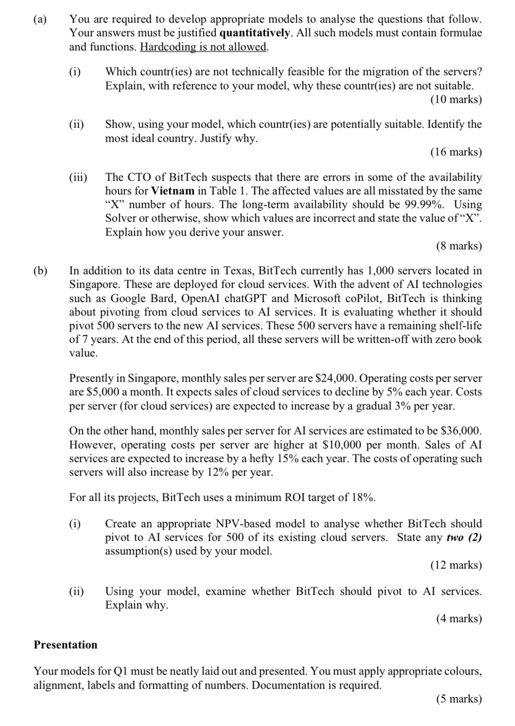  Question 1 BitTech Pte Ltd (BitTech), with headquarters in Singapore, operates