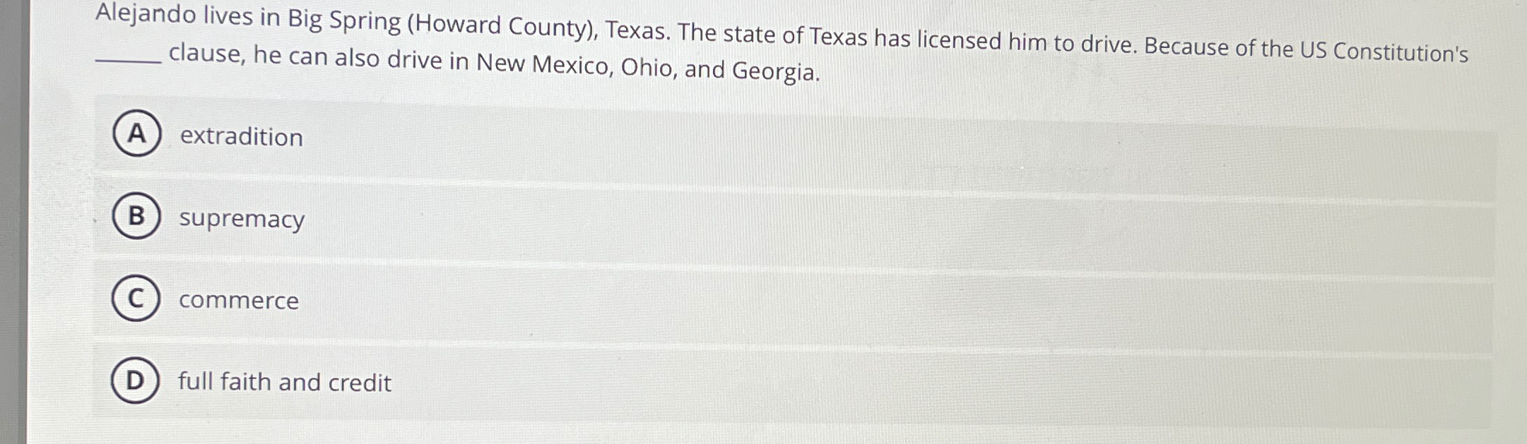  Alejando lives in Big Spring (Howard County), Texas. The state of