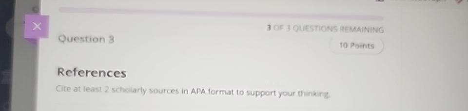  Question 3 3 GE 3 QUESTIONS REMAINING to Points References Cite