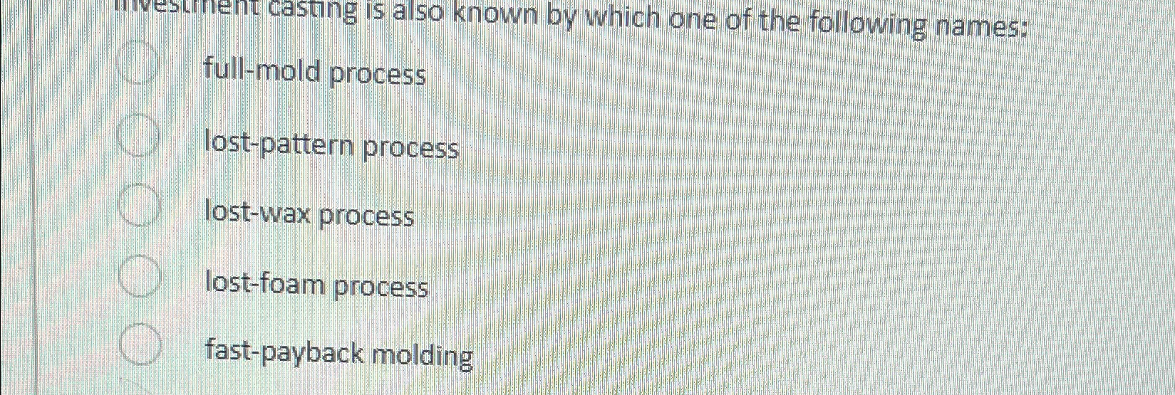  full-mold process lost-pattern process lost-wax process lost-foam process fast-payback molding 