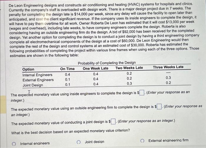  De Leon Engineering designs and constructs air conditioning and heating (HVAC)