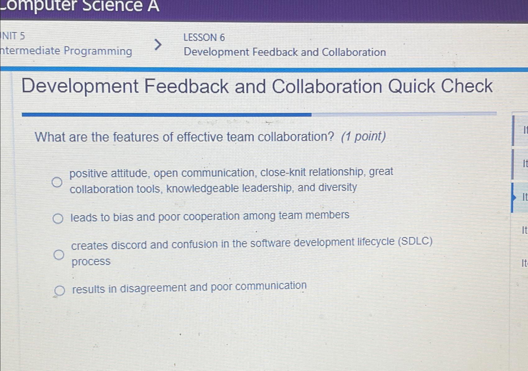  NIT 5 LESSON 6 ntermediate Programming Development Feedback and Collaboration Development