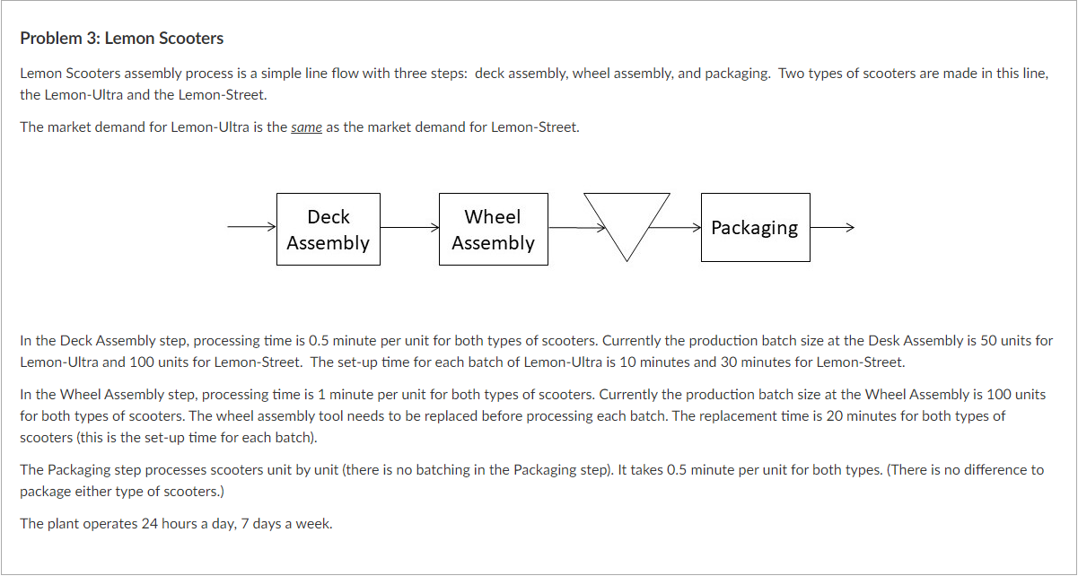  Problem 3: Lemon Scooters Lemon Scooters assembly process is a simple