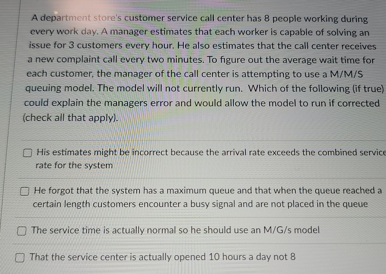 Operations Management help needed. please check your work, provide explanation if possible.