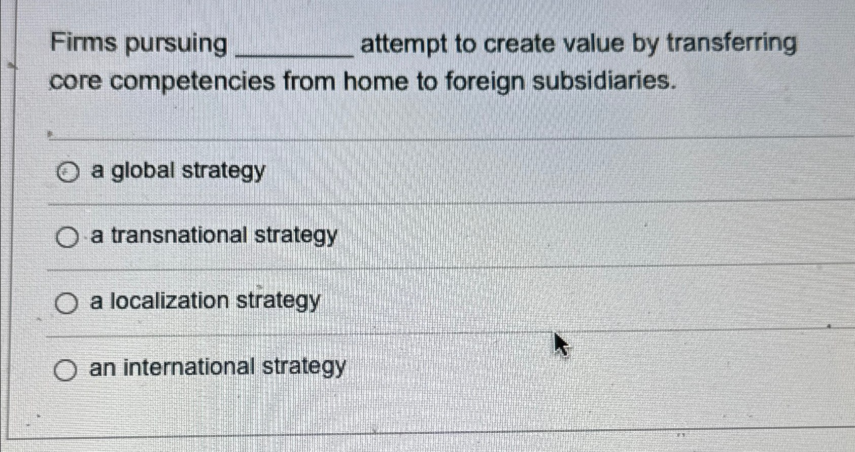  Firms pursuing attempt to create value by transferring core competencies from