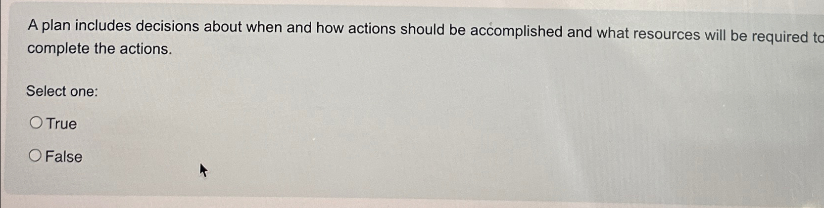  A plan includes decisions about when and how actions should be