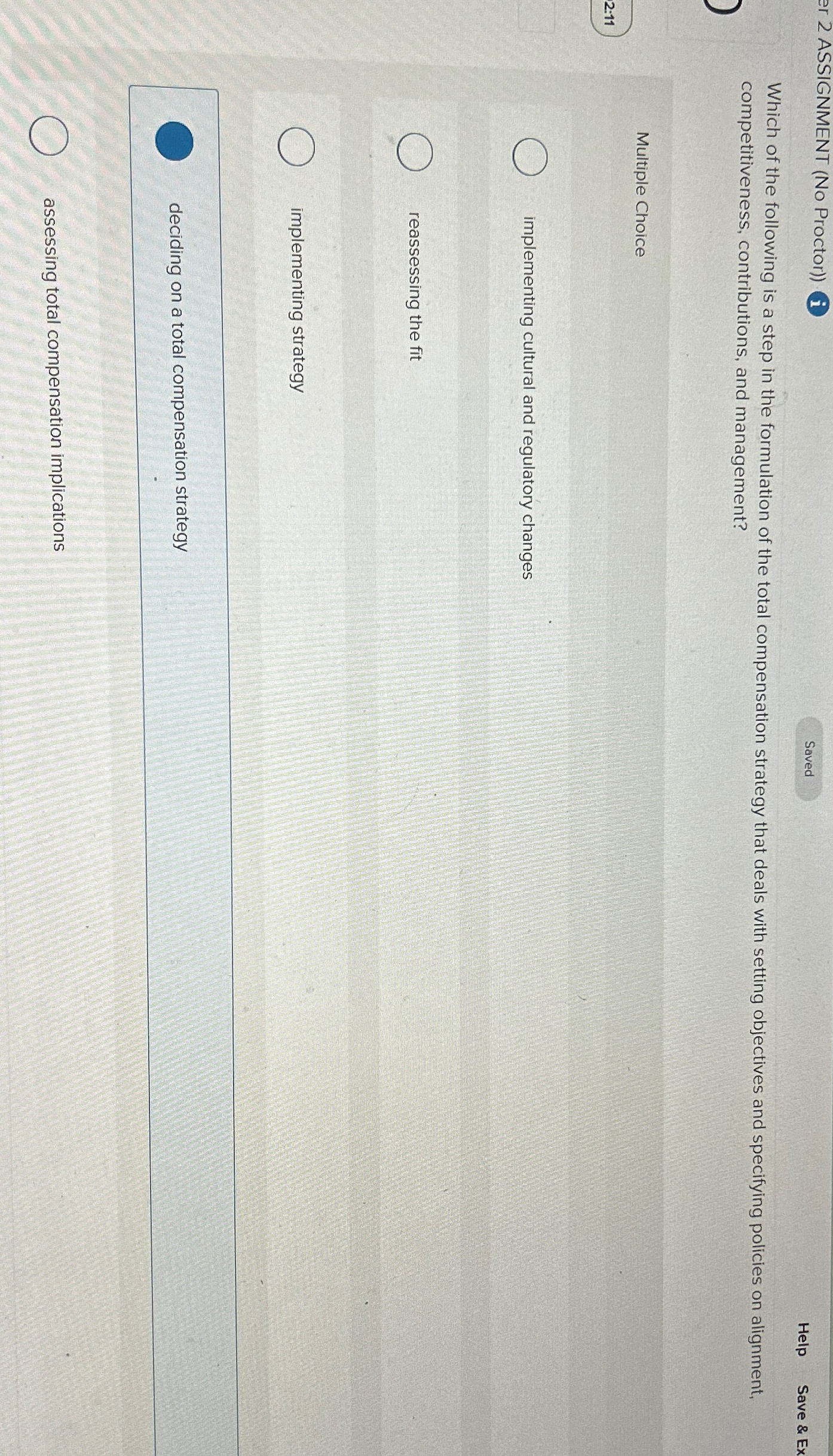  2 ASSIGNMENT (No Proctor)) Help Save & Ex Which of the