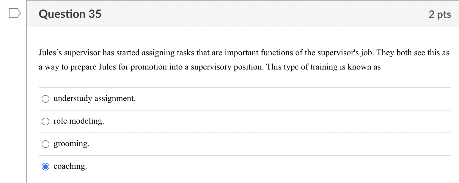  Jules's supervisor has started assigning tasks that are important functions of