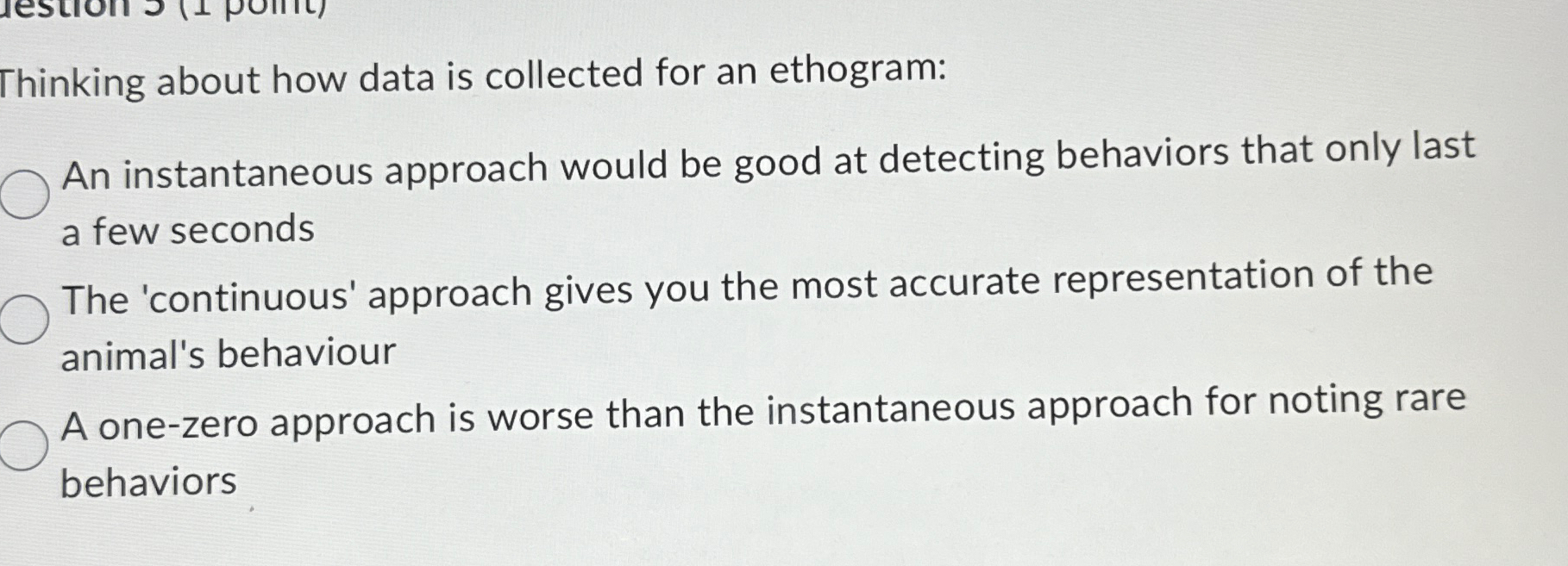  Thinking about how data is collected for an ethogram: An instantaneous