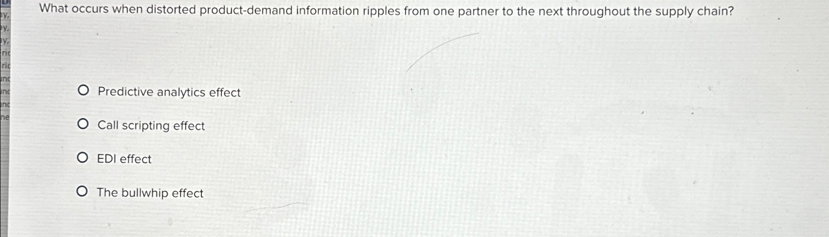  What occurs when distorted product-demand information ripples from one partner to