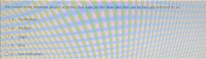  The connections between project activities that indicate the flow direction are
