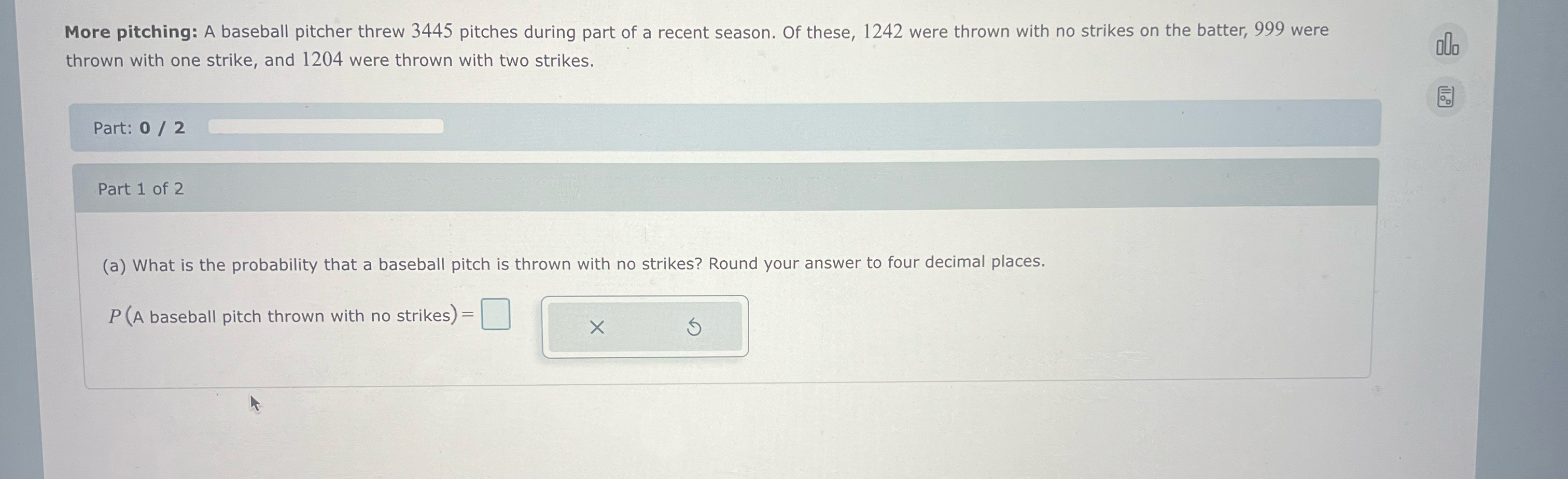  More pitching: A baseball pitcher threw 3445 pitches during part of