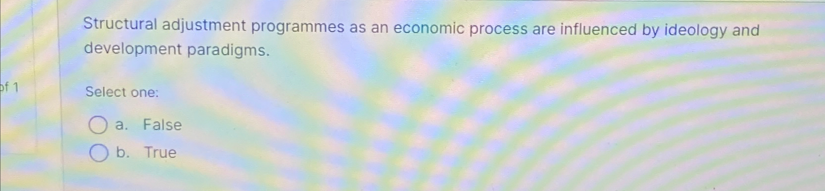  Structural adjustment programmes as an economic process are influenced by ideology