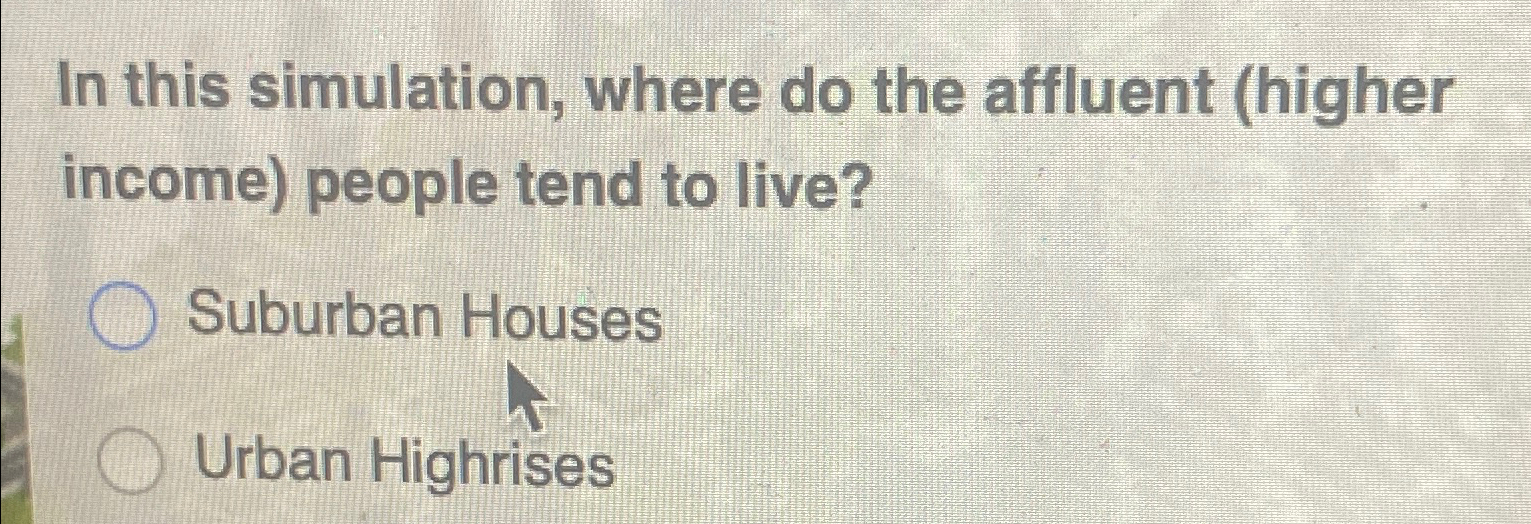  In this simulation, where do the affluent (higher income) people tend