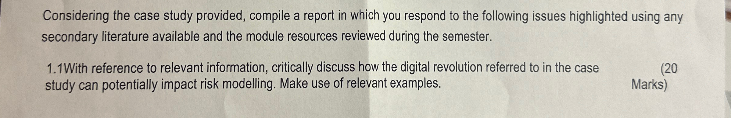  Considering the case study provided, compile a report in which you