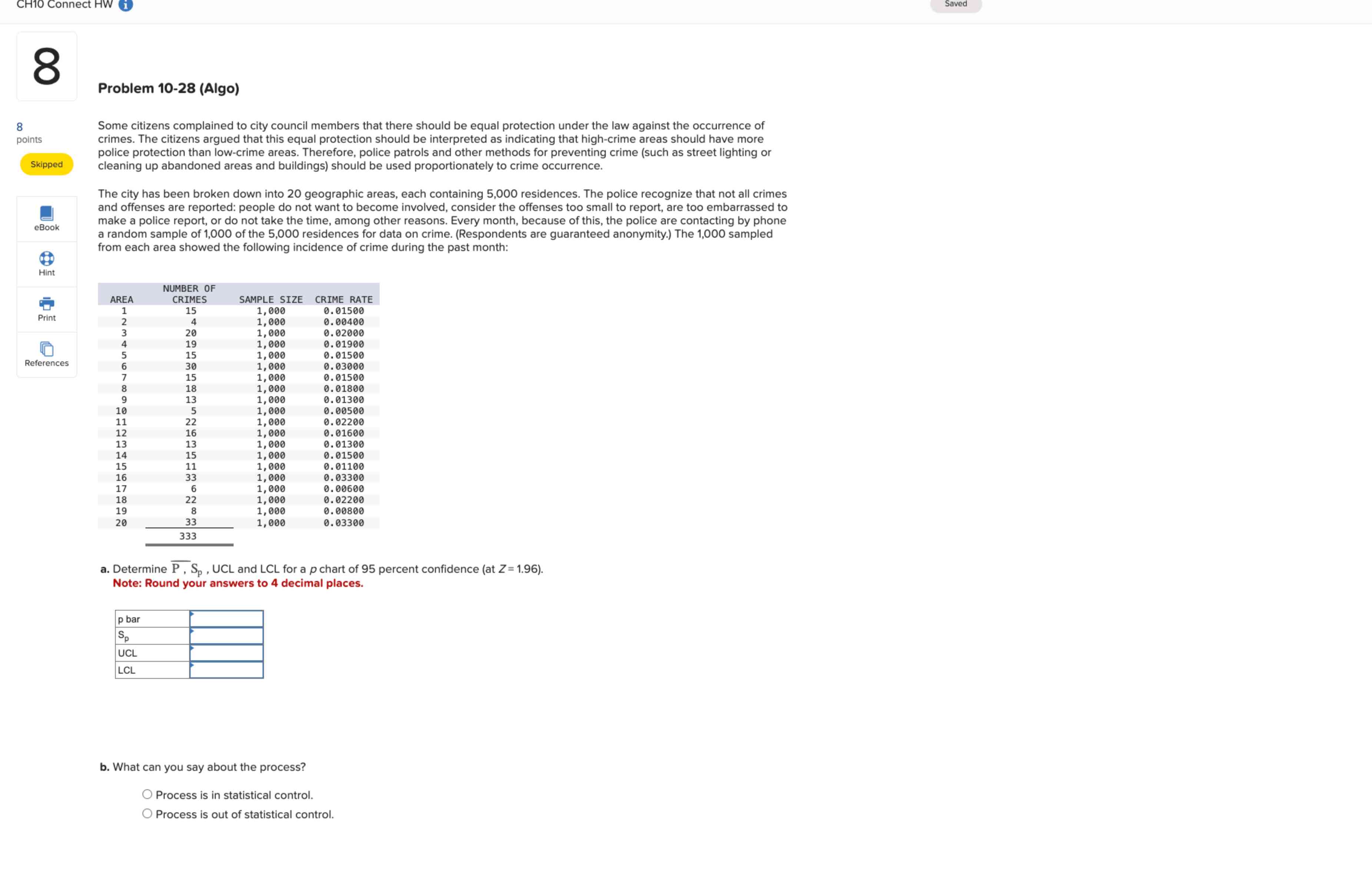  Problem 10-28(Algo) Some citizens complained to city council members that there