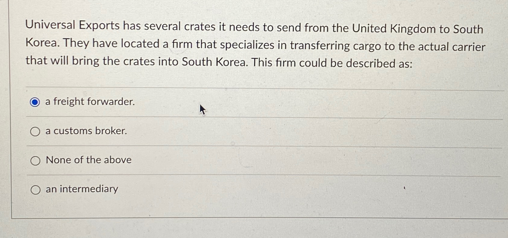  Universal Exports has several crates it needs to send from the