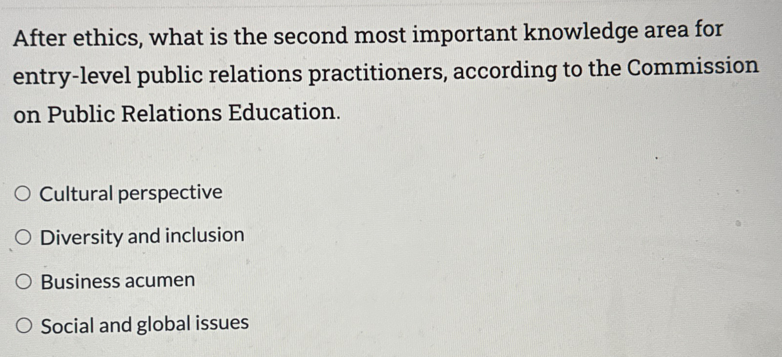  After ethics, what is the second most important knowledge area for