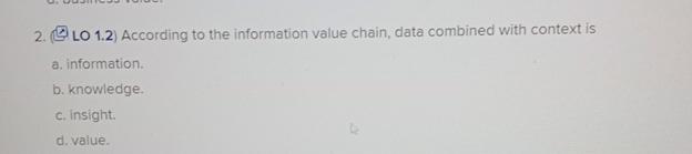  (9) LO 1.2) According to the information value chain, data combined