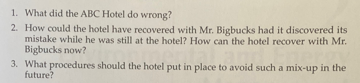  What did the ABC Hotel do wrong? How could the hotel