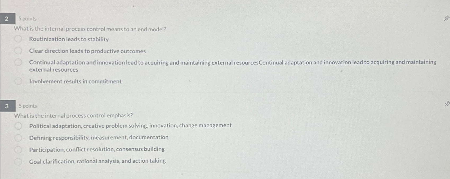  5 points What is the internal process control means to an