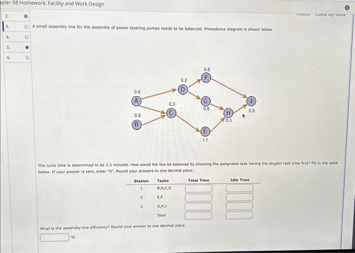 help!! thanks! // operations mgmt pter 08 Homework: Facility and Work Design