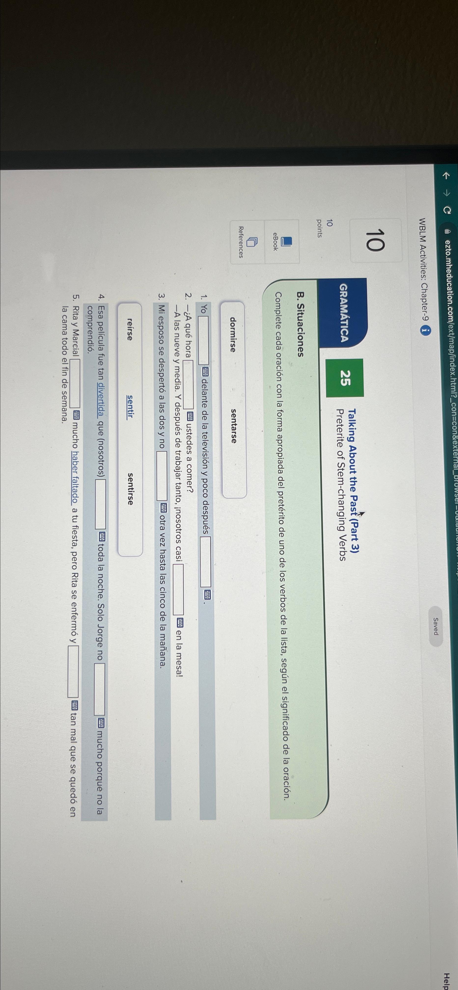  WBLM Activities: Chapter-9i Saved 10 GRAMTICA 25 Talking About the Past