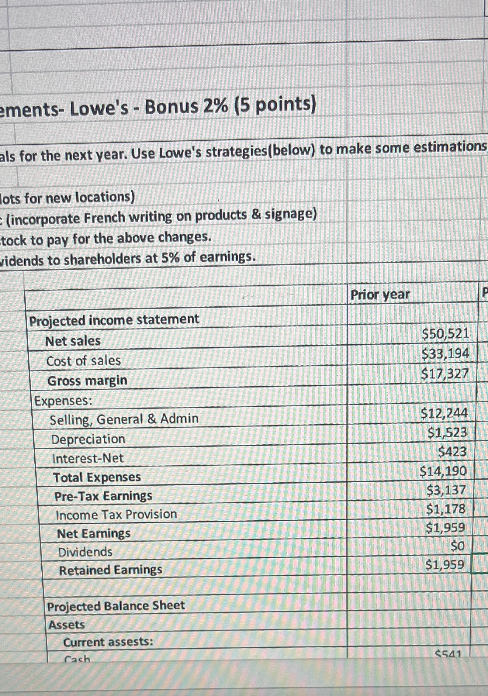  ements- Lowe's - Bonus 2%(5 points) As for the next year.