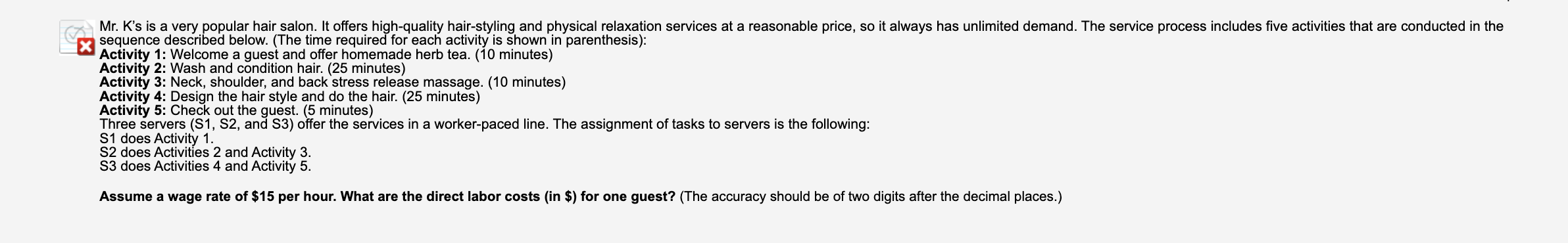 time required for each activity is shown in parenthesis): Activity 1: Welcome