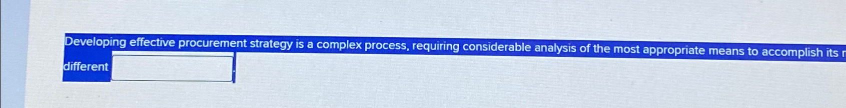  Developing effective procurement strategy is a complex process, requiring considerable analysis
