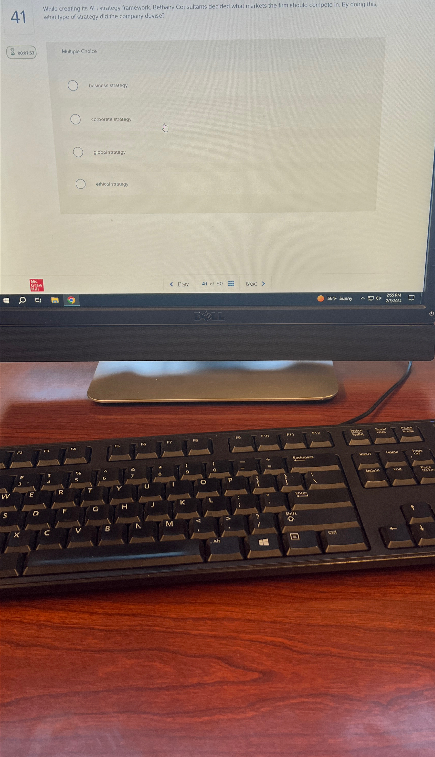  41 While creating its AFI strategy framework, Bethany Consultants decided what