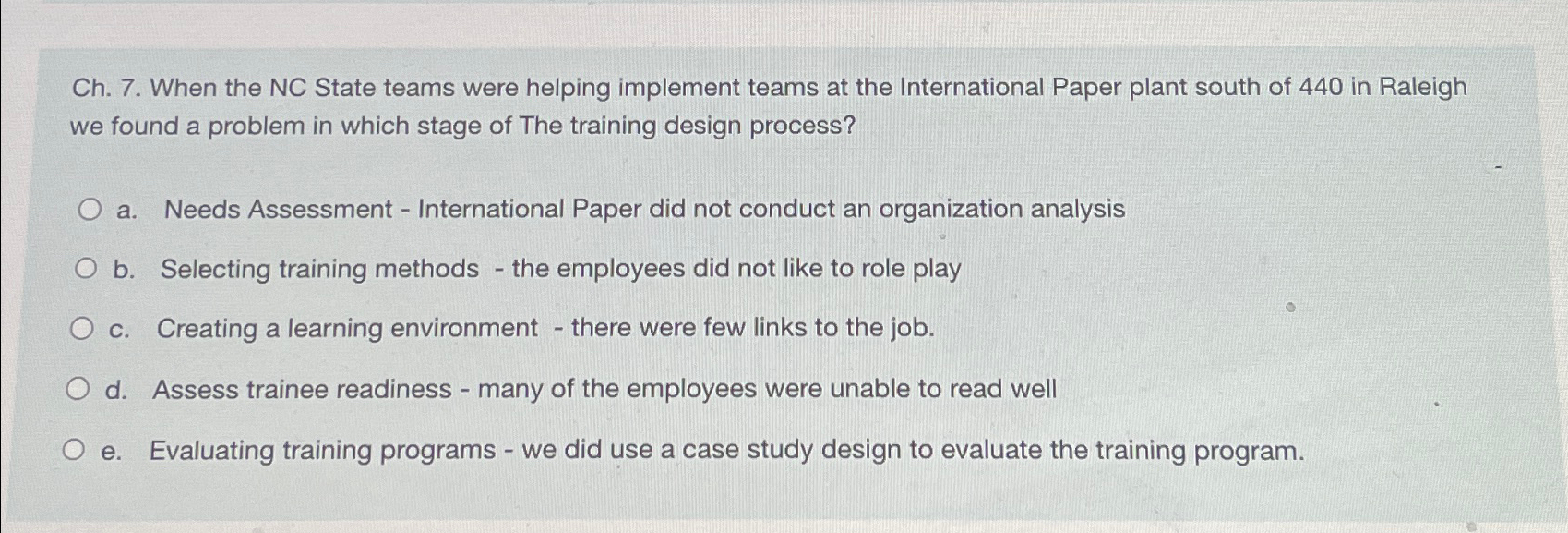  Ch.7. When the NC State teams were helping implement teams at