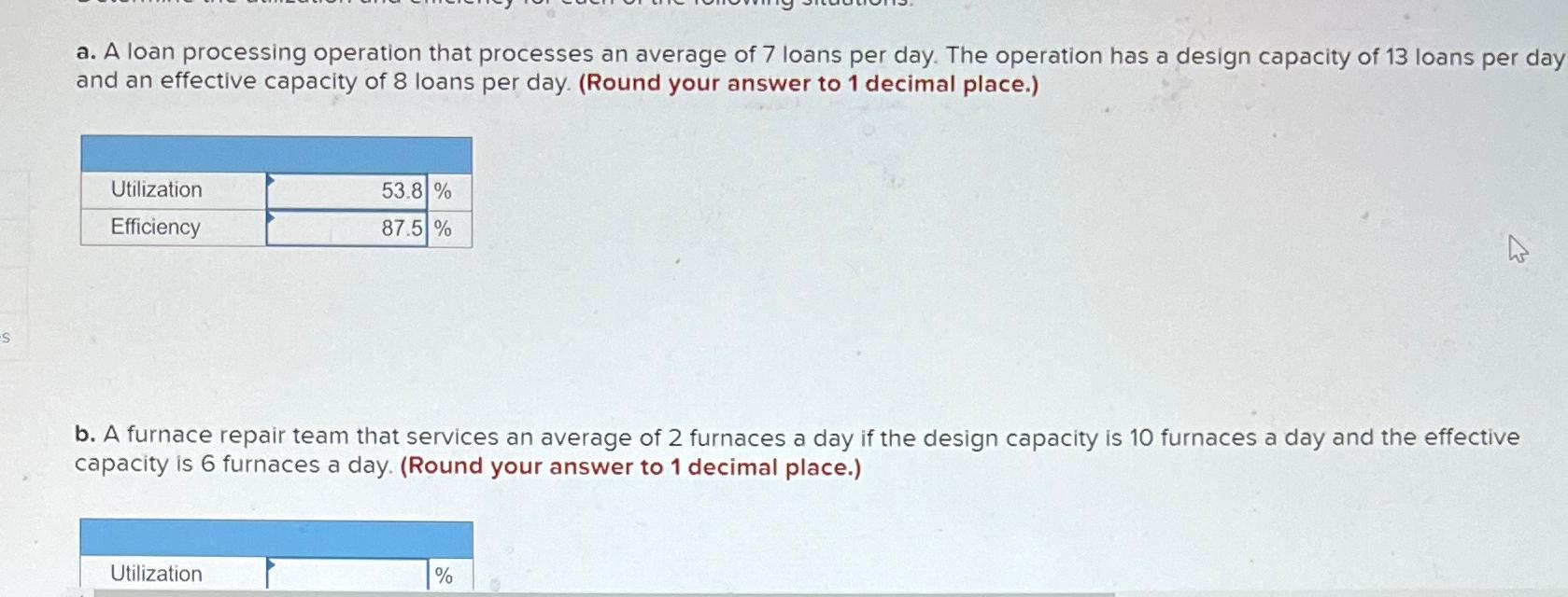  a. A loan processing operation that processes an average of 7