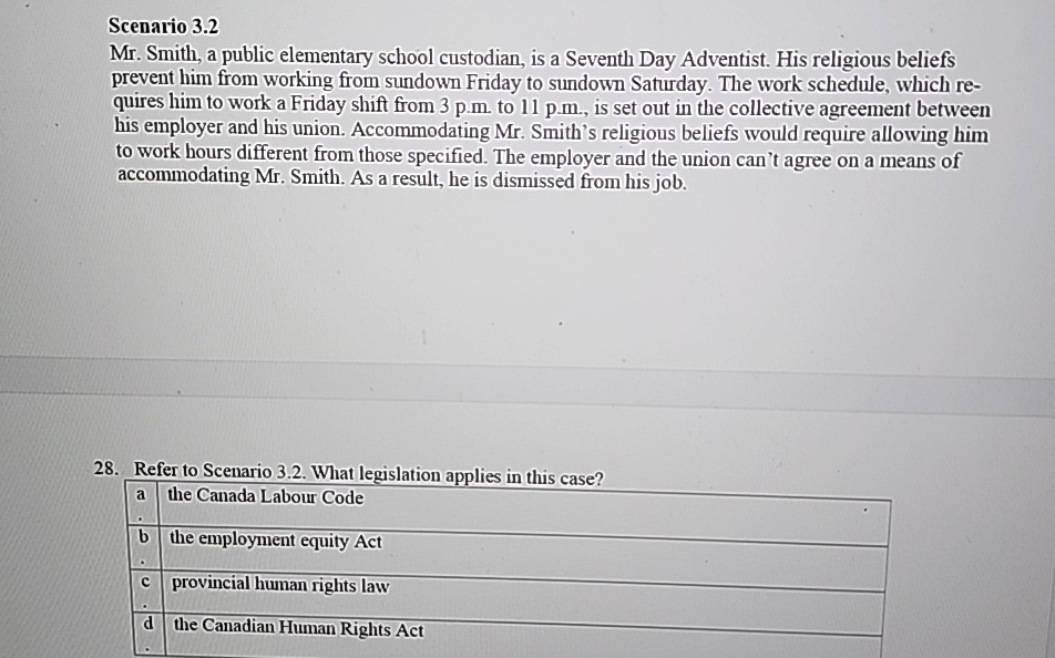  Scenario 3.2 Mr. Smith, a public elementary school custodian, is a