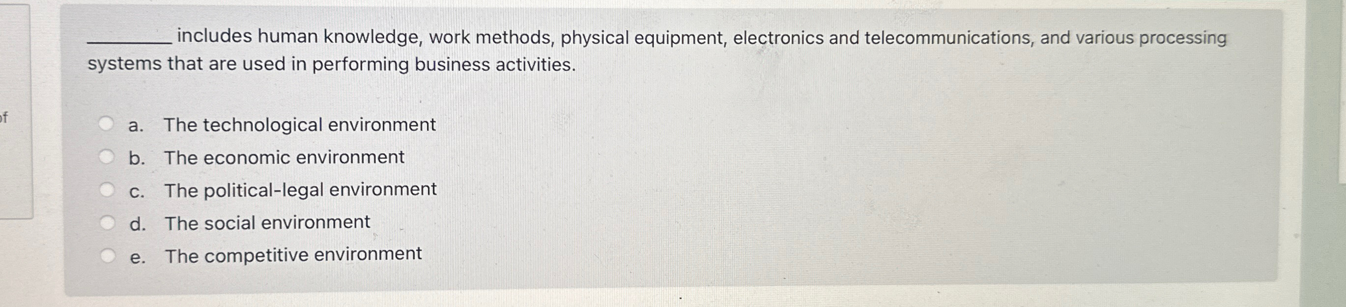  includes human knowledge, work methods, physical equipment, electronics and telecommunications, and