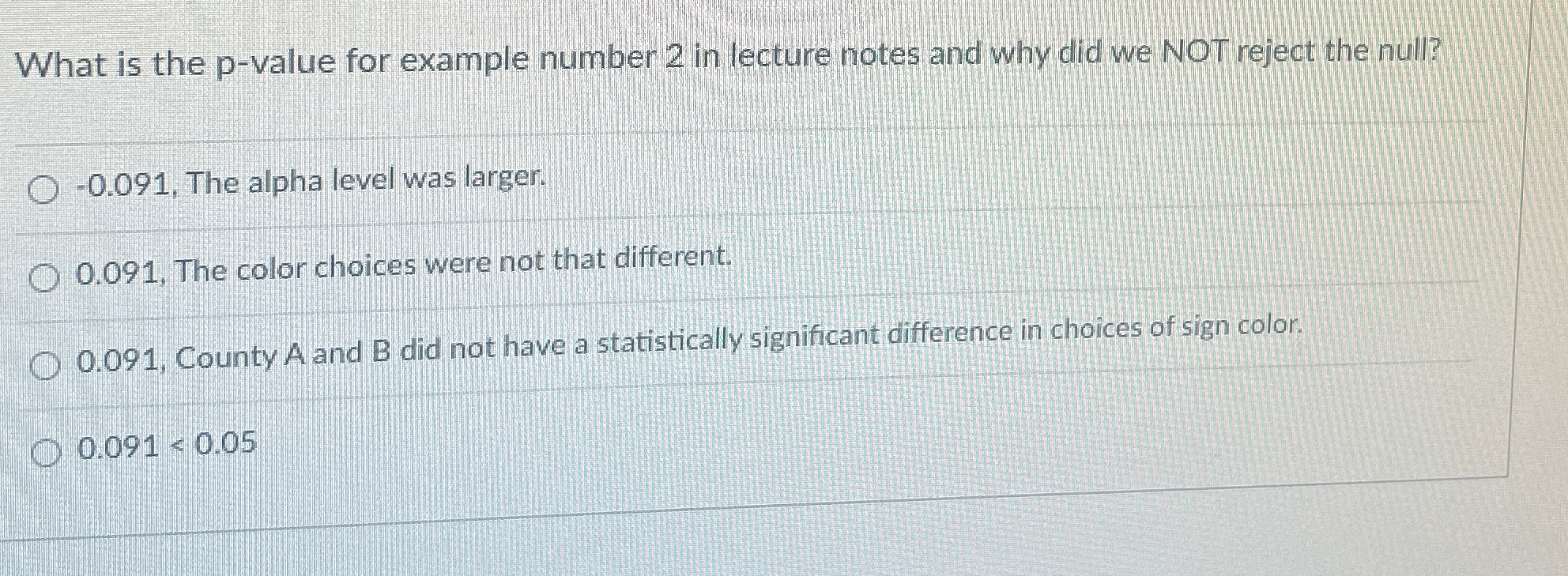  What is the p-value for example number 2 in lecture notes