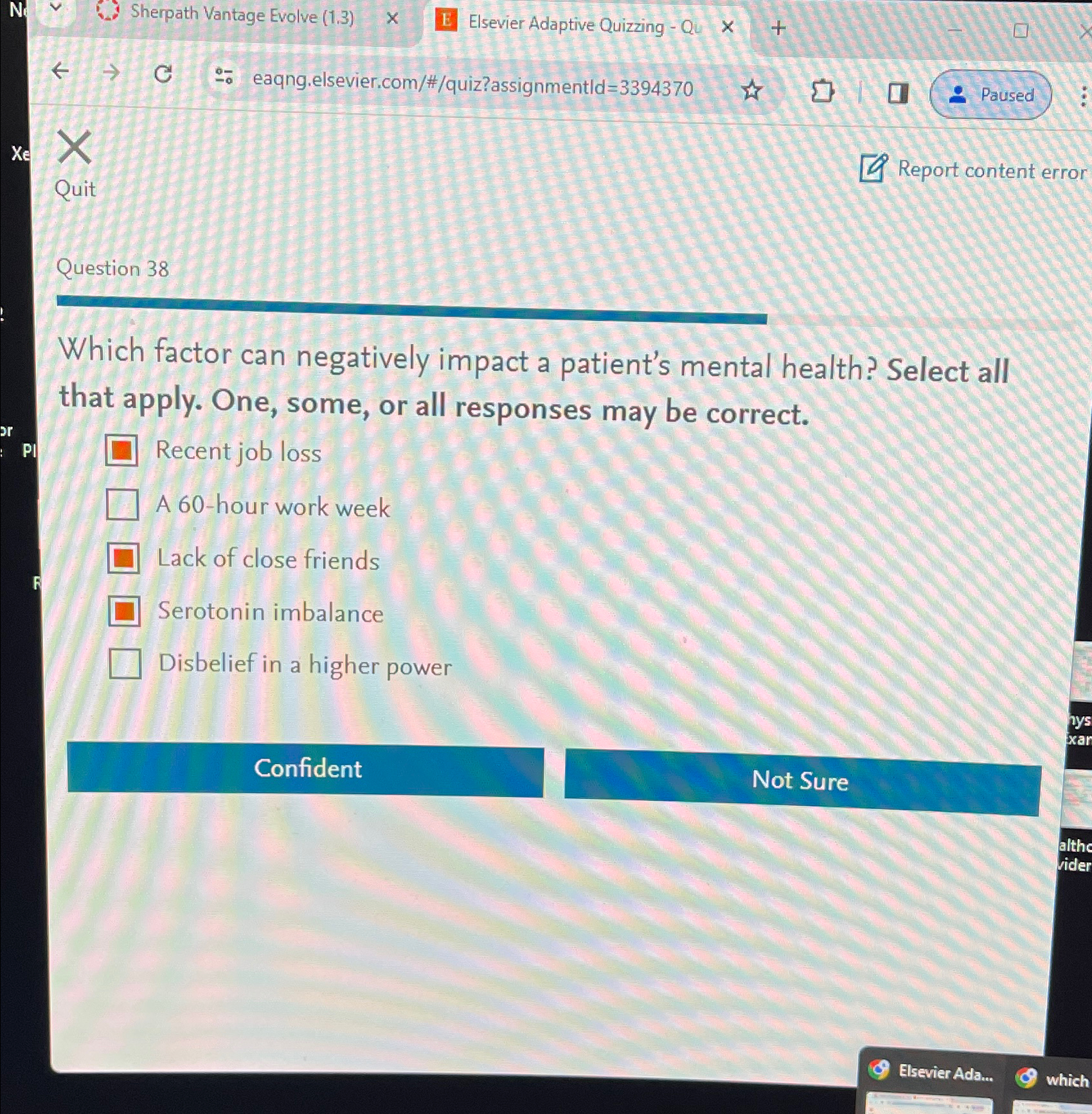  Report content error Quit Paused xee Question 38 Which factor can