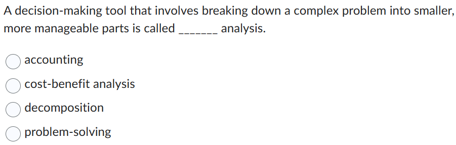  A decision-making tool that involves breaking down a complex problem into