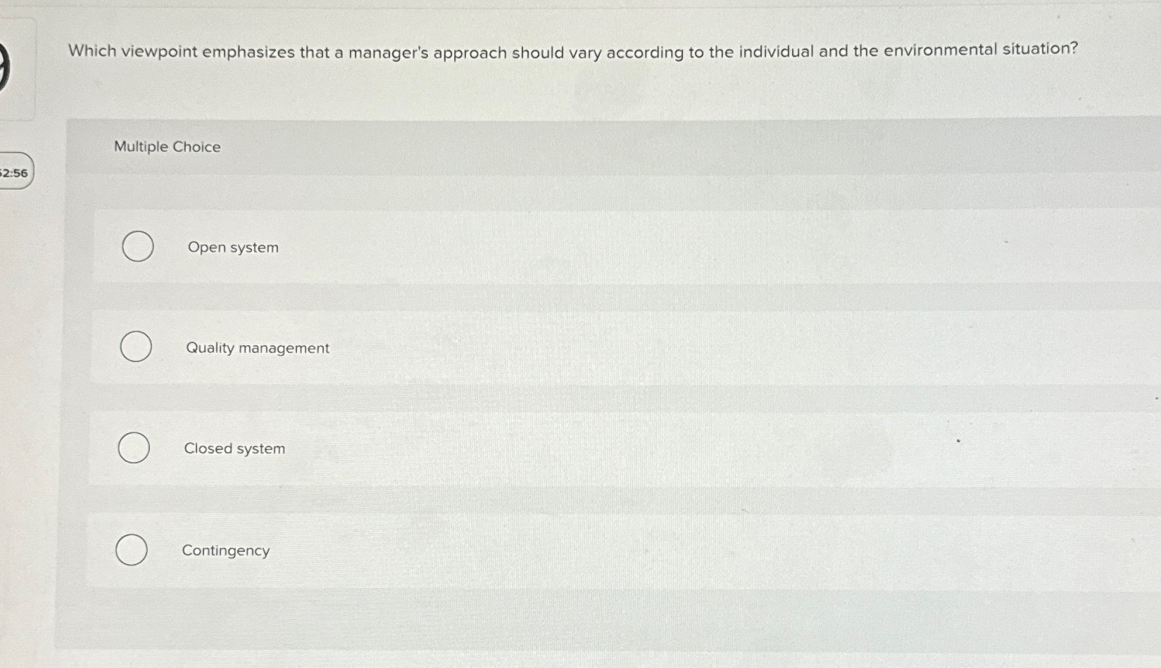  Which viewpoint emphasizes that a manager's approach should vary according to