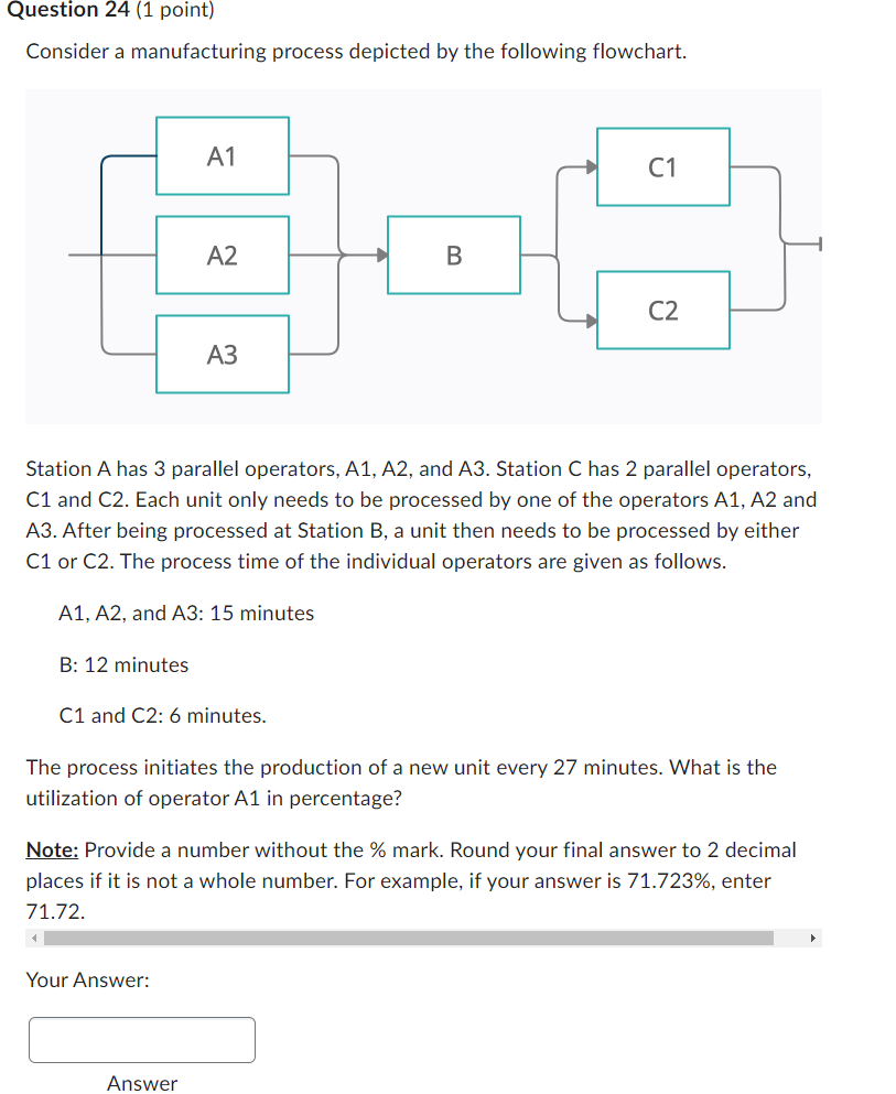  Question 24(1 point) Consider a manufacturing process depicted by the following
