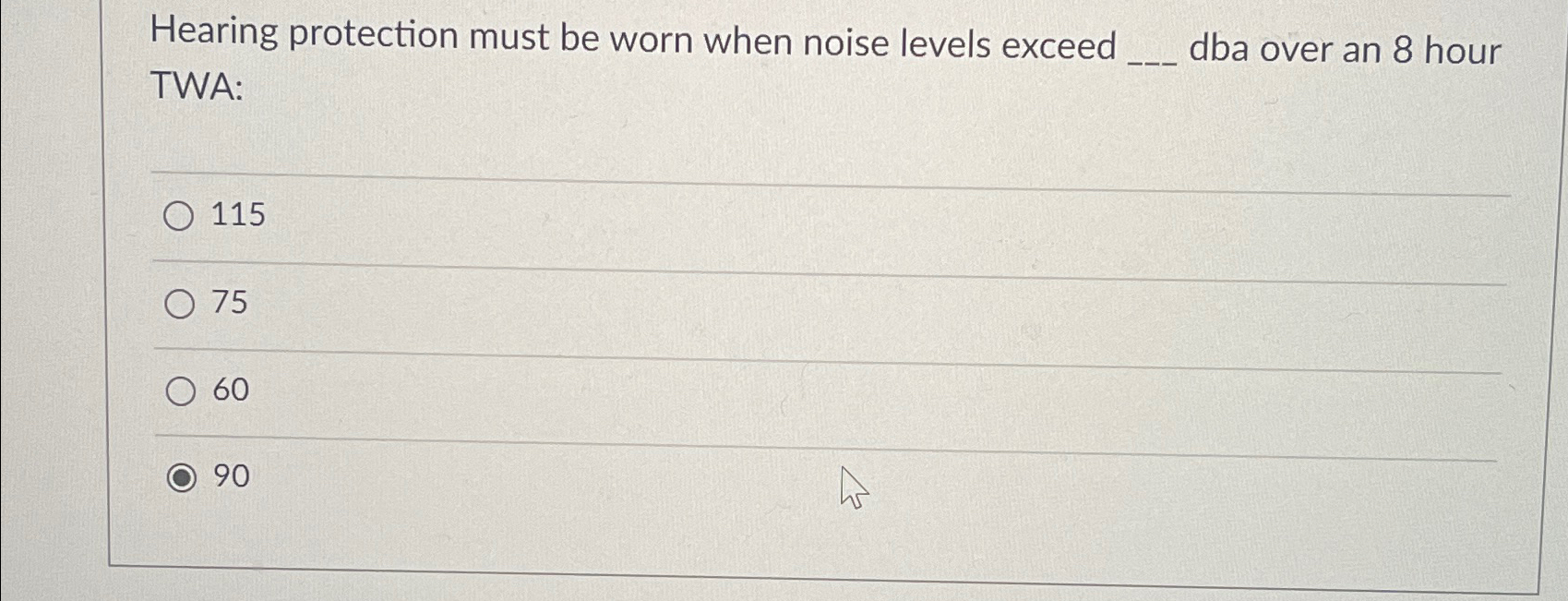  Hearing protection must be worn when noise levels exceed dba over