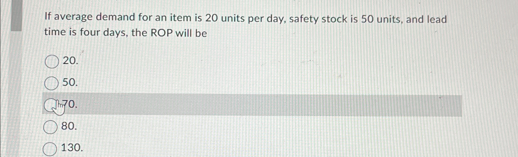  If average demand for an item is 20 units per day,
